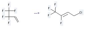 1-Butene,3,3,4,4,4-pentafluoro- is used to produce 4-Chloro-1,1,1,2-tetrafluoro-but-2-ene.